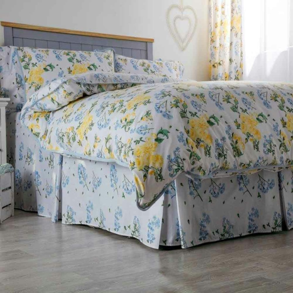 Belledorm Arabella Country Dream Fitted Valance - White/Blue/Lemon - King