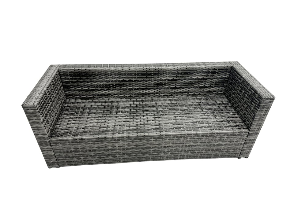 image 1 of Fimous Rattan Dining Table Sofa Set with Side Table 2 Armchair 2 Stools Outdoor 10 Seat Garden Furniture Set Dark Grey Mixed