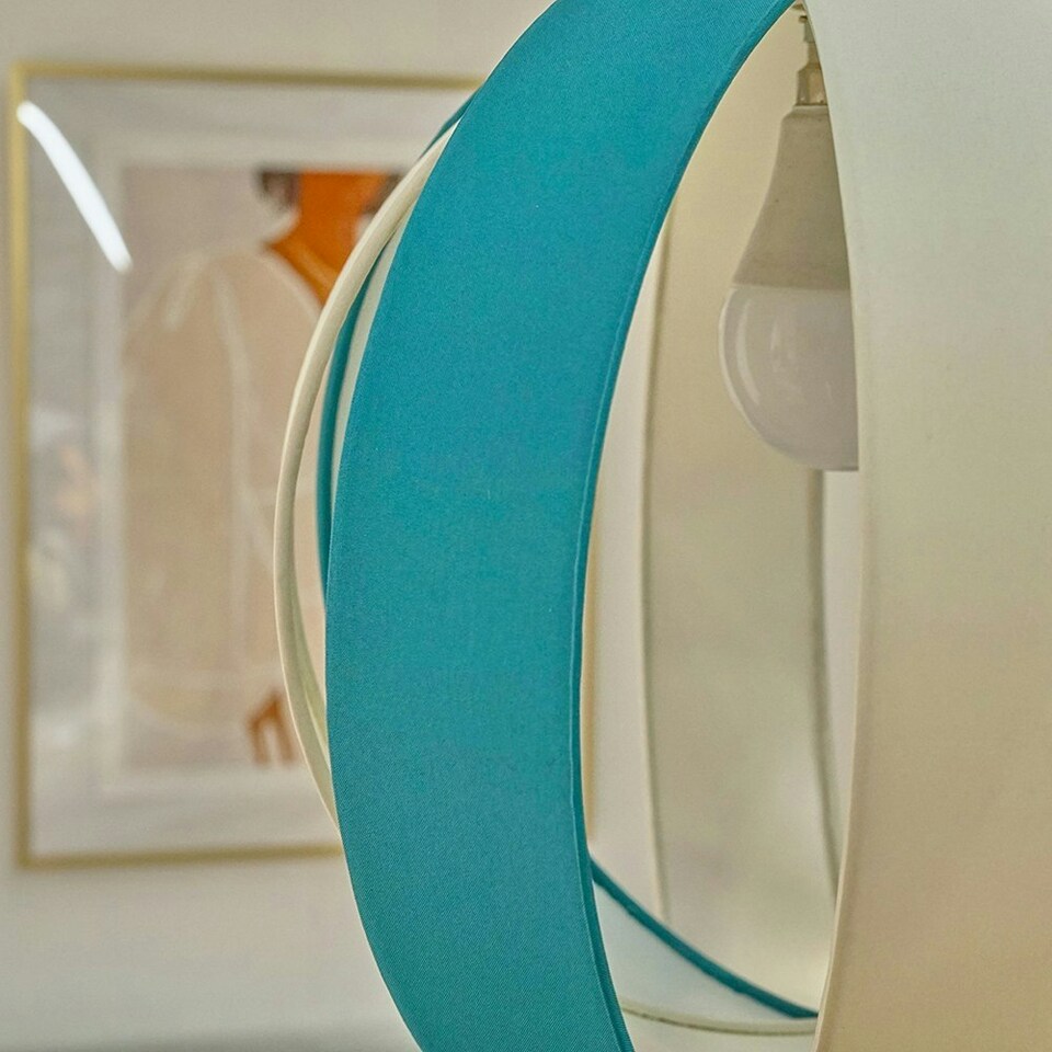 image 1 of ValueLights J90 Teal and Cream Globe Ceiling Light Shade & LED Bulb Blue