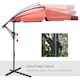 image 4 of Outsunny 2.7m Garden Banana Parasol Cantilever Umbrella with Crank Handle and Cross Base for Outdoor, Hanging Sun Shade, Wine Red