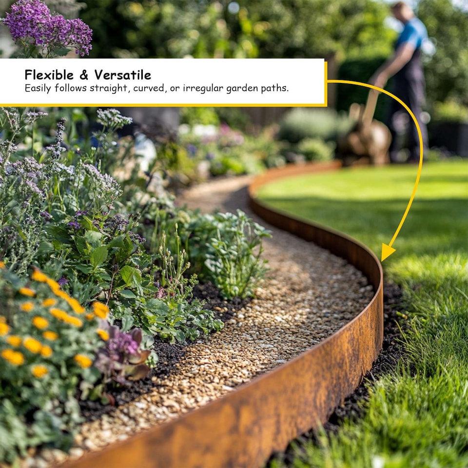 image 1 of Nicoman Pre Rusted Metal Lawn Edging Border, Garden Edging | Bronze | Rust | 5m | 1