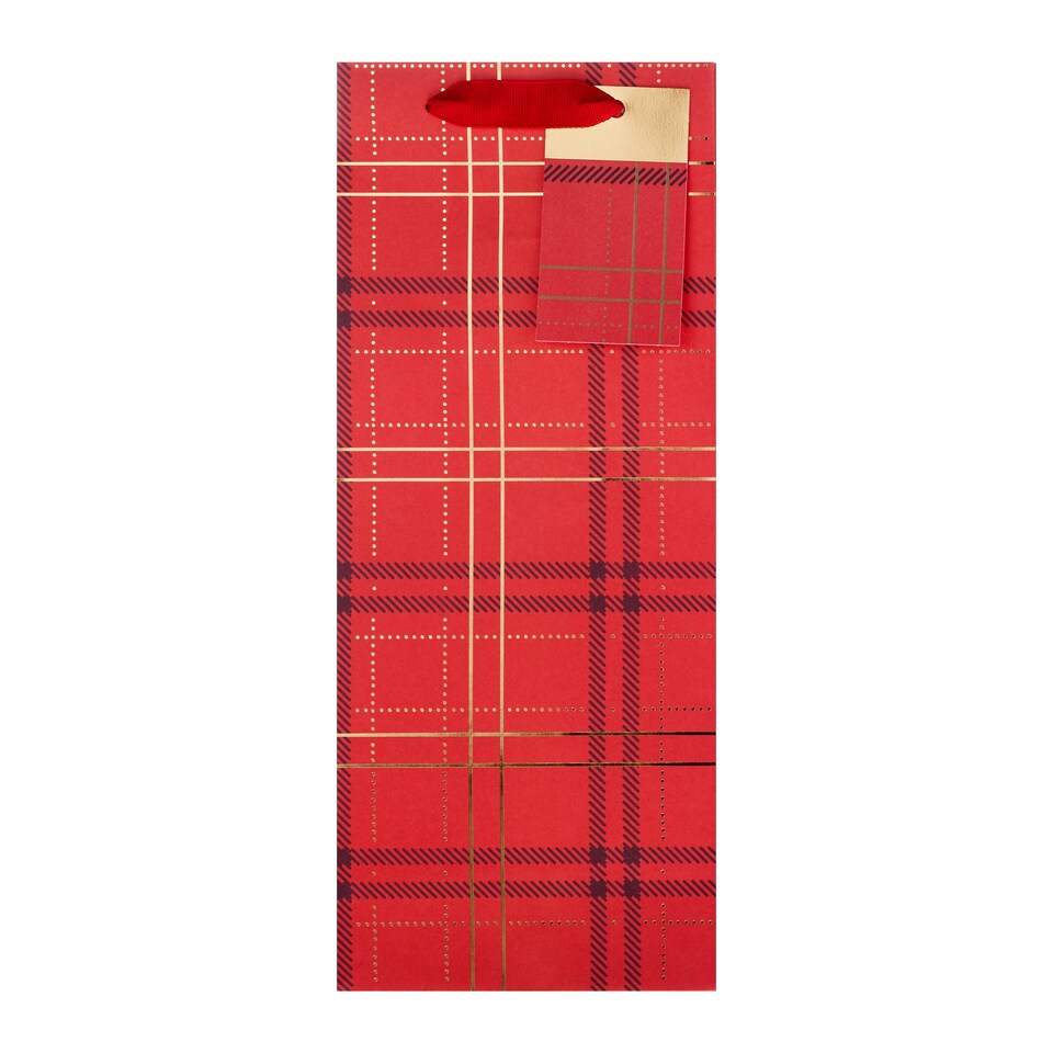 image 1 of Hallmark Pack Of 3 Christmas Bottle Bags - Red Tartan Design