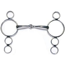 JP Korsteel Stainless Steel Jointed 3 Ring Dutch Gag Bit - Silver - 5in