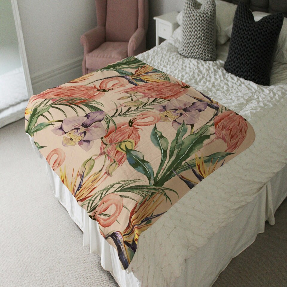 image 1 of Tropical Flamingo (Blanket)