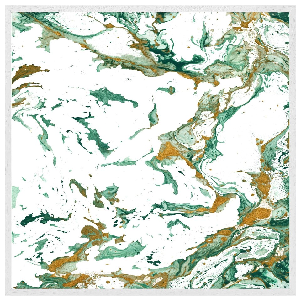 image 1 of Green & golden marble (Picture Frame) White | M