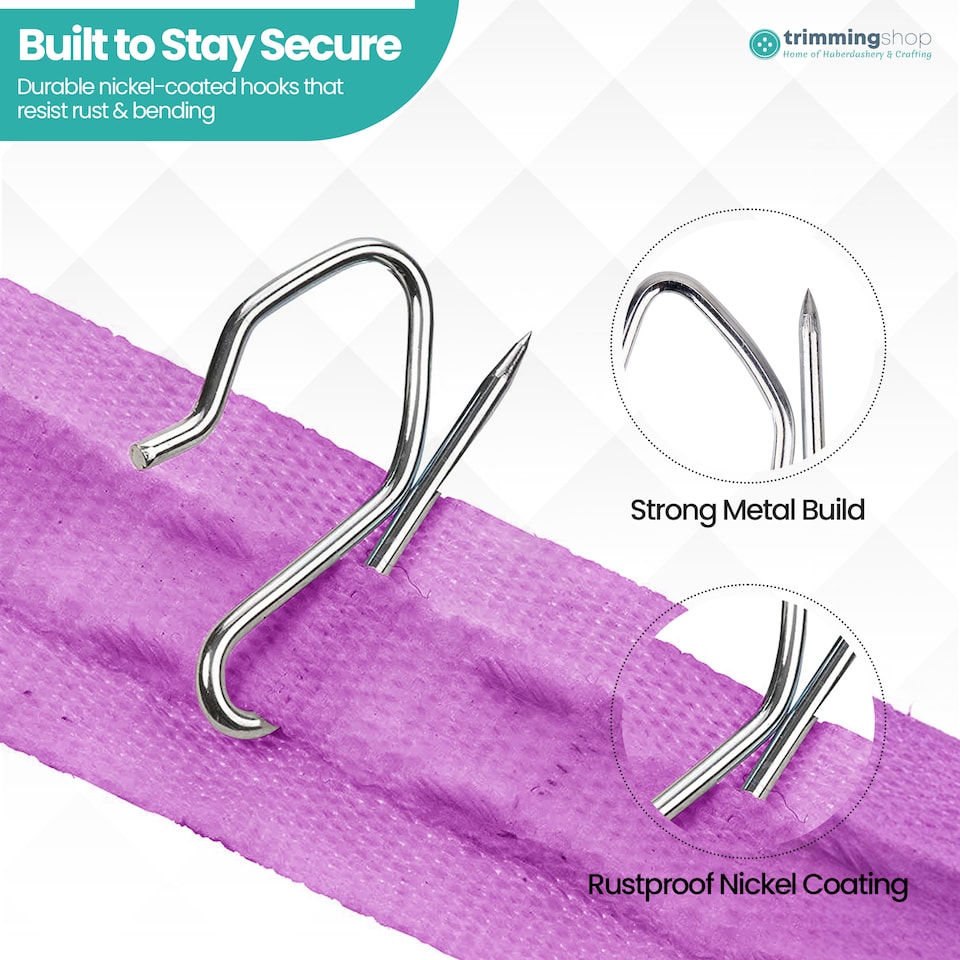 image 1 of Silver Drapery Pin Hooks, Metal Curtain Hooks - 50pcs
