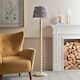 image 3 of Higgledy Gloss Almond White Paint Floor Lamp with Pearl Grey Fabric Ikat Shade 35cm E27