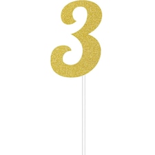 Creative Converting Glitter 3 Cake Topper - Gold - One Size