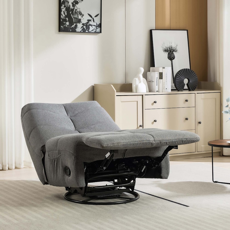image 1 of Austin Swivel & Rocker Manual Fabric Recliner Chair Grey | Grey | Grey | One Size