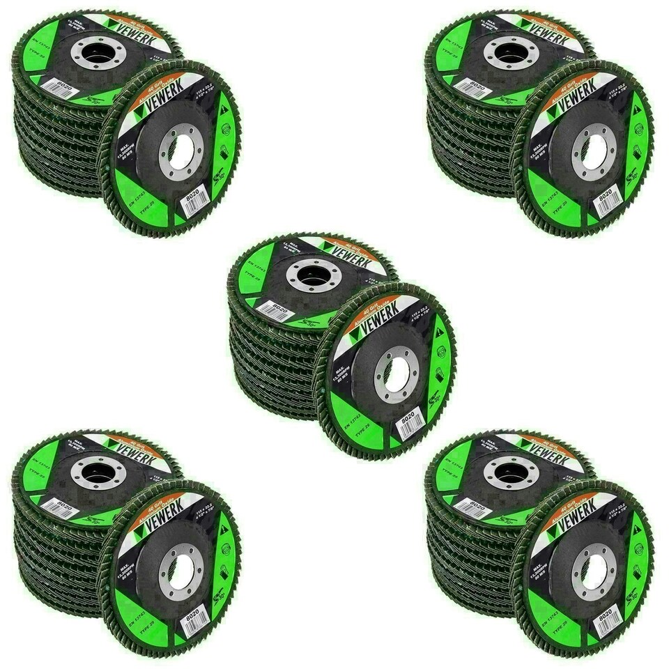 image 1 of 4-1/2" 115mm Mixed Grit Flap Flat Discs For Angle Grinders Removal Sanding 50pk