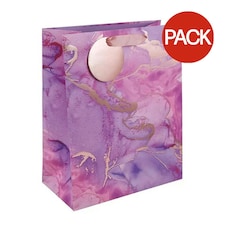 Eurowrap Marble Effect Gift Bag (Pack of 6) - Pink - M
