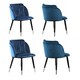 image 1 of Set of 4 Milano Velvet Dining Chairs with Stylish Ribbed Back Design, Black Metal Legs with Silver Tips | Blue | Silver End Tips
