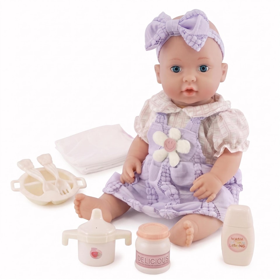 image 1 of BiBi Doll 16" Baby Doll Girl With Accessories & Moving Eye Lids