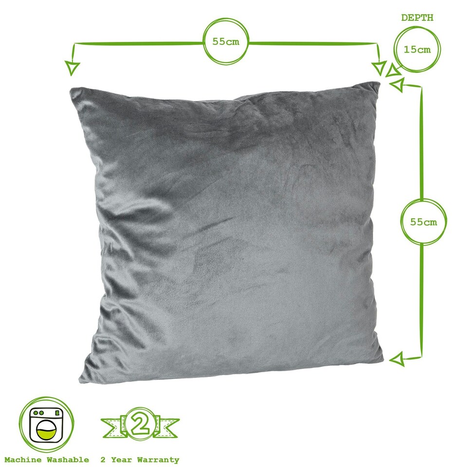 image 1 of Nicola Spring Square Velvet Cushion - 55cm x 55cm - Green Green
