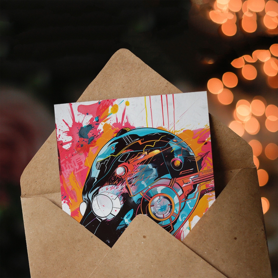 image 1 of Sci Fi Japanese Manga Futuristic Comic Book Style Birthday Card
