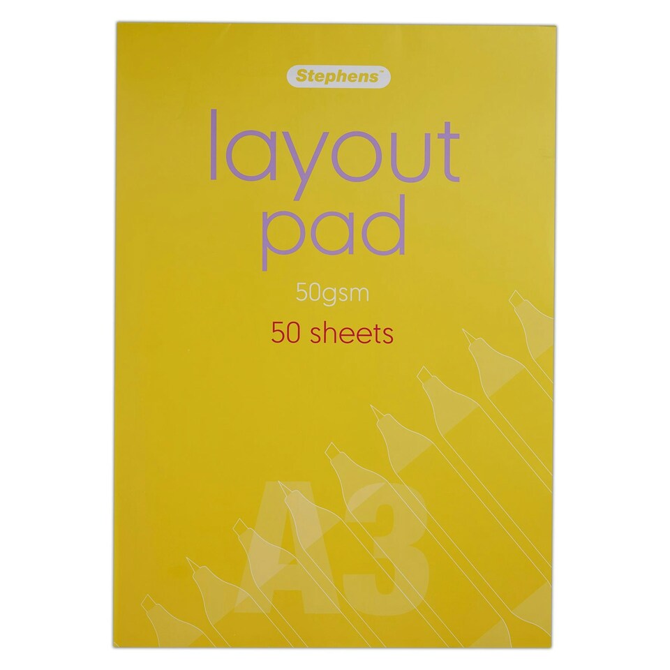 image 1 of Stephens Layout Pad 50gsm, 50 Sheets, White, A3