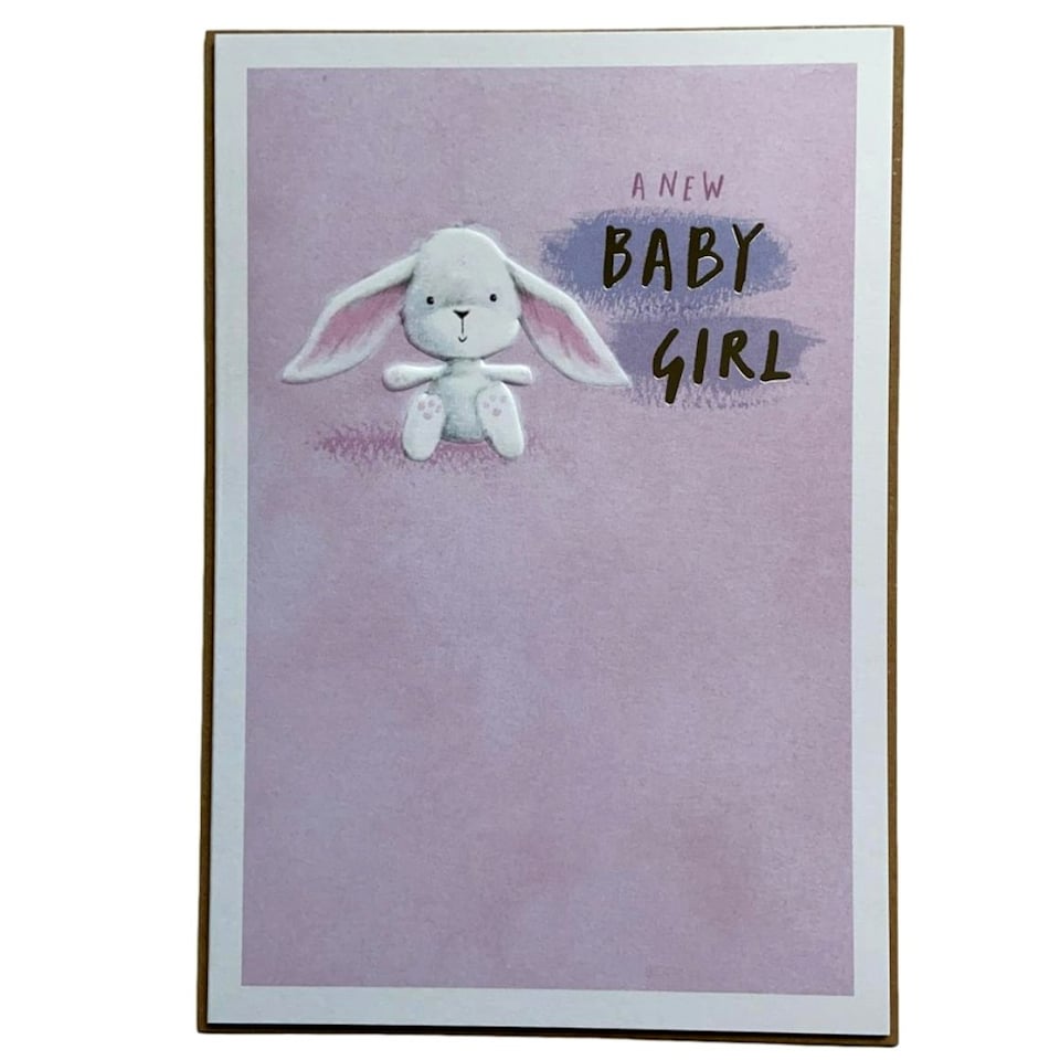 image 1 of A New Baby Girl Cute Bunny Design Congratulations Card