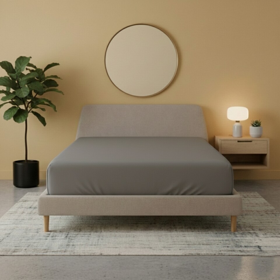 image 1 of Flannelette Fitted Sheet Soft Brushed Cotton Bedding Warmth Comfort | Grey | Small Double