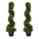 image 1 of Outsunny Set Of 2 90cm/3FT Artificial Spiral Topiary Trees w/ Pot Fake Plant