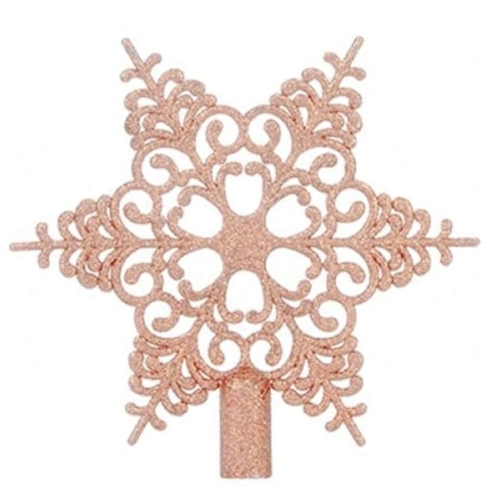 6 Tip Glittered Rose Gold Christmas Tree Top Star 20cm