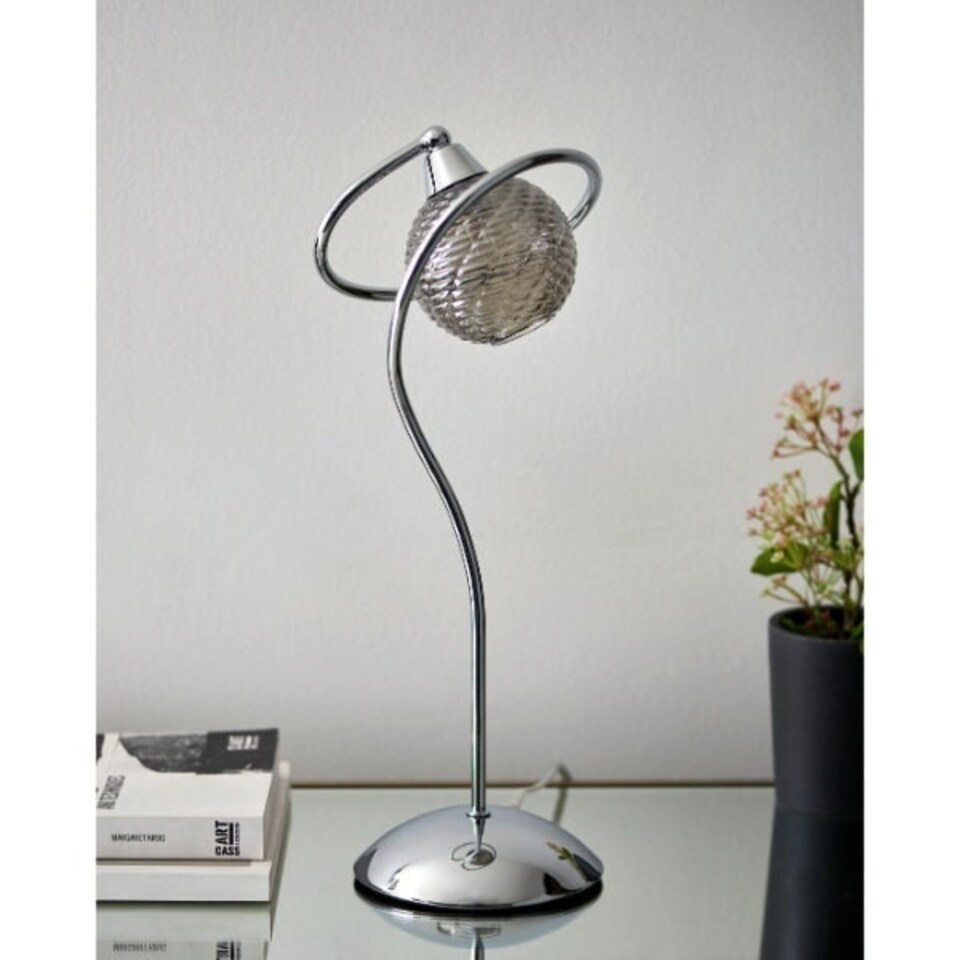 image 1 of Twine Polished Chrome & Smoked Glass Table Lamp