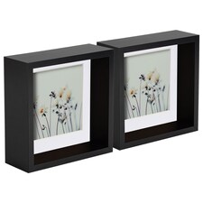 Nicola Spring 6 x 6" Deep Photo Frames - Black/White Mount - 3D Deep Box Picture Frame Display Case (16 x 16cm) x5