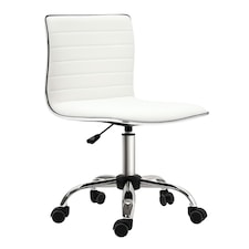 HOMCOM Armless Mid-Back Adjustable Office Chair with 360 Swivel White