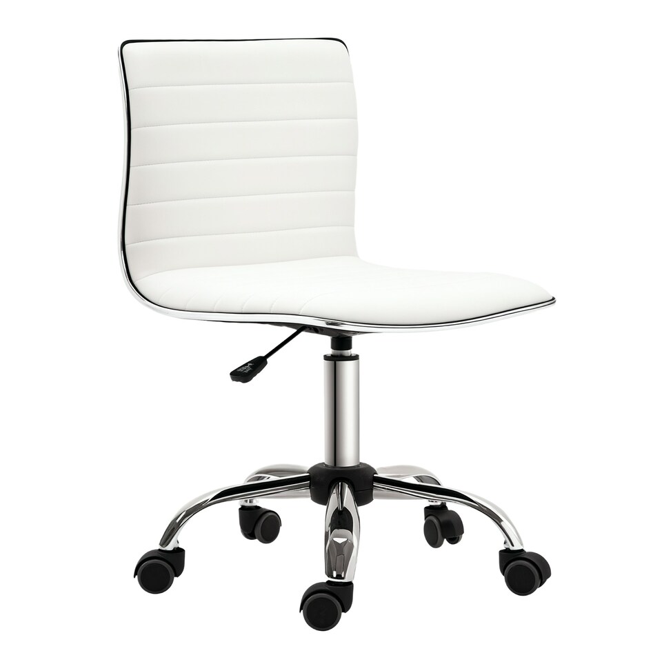 image 1 of HOMCOM Armless Mid-Back Adjustable Office Chair with 360 Swivel White