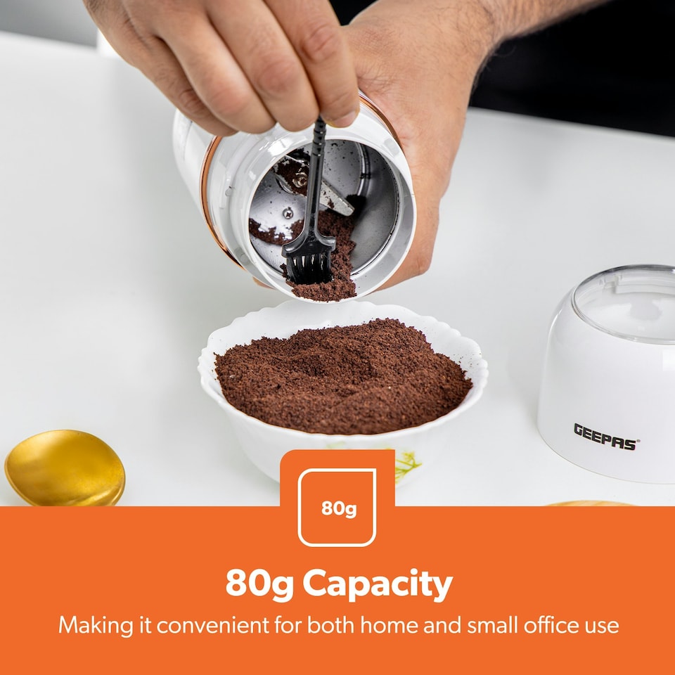 image 1 of GEEPAS Coffee Grinder 80 g Capacity , 200W - White