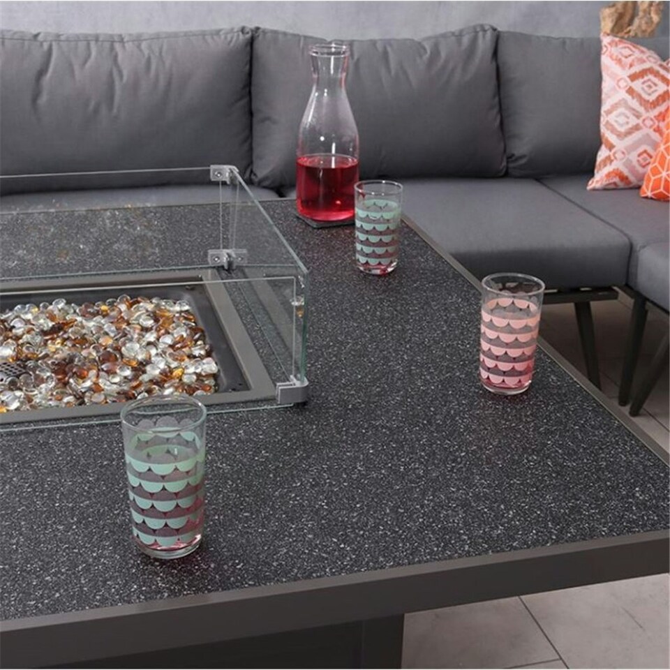 image 1 of 8 Seater Grey Square Frame Outdoor Firepit Garden Furniture Set