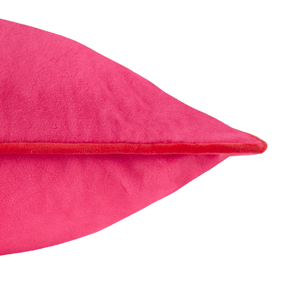 image 1 of Furn Meridian Velvet Cushion | Pink | Pink/Red