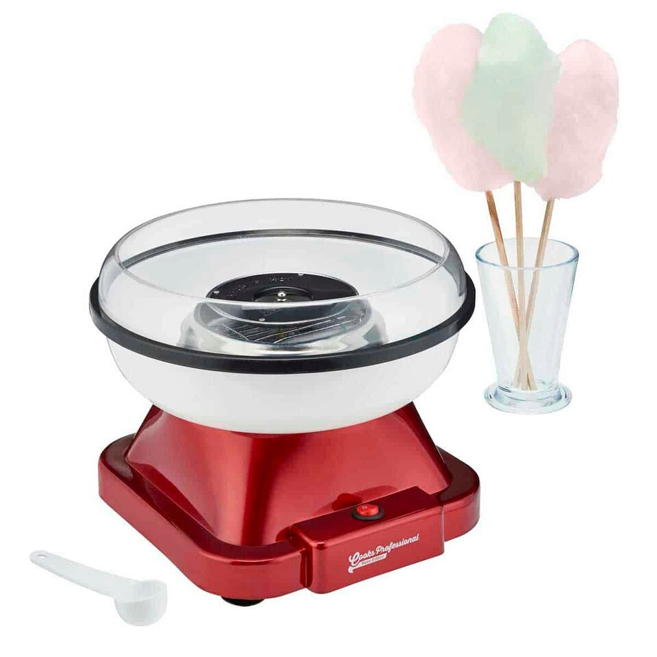 image 1 of Cooks Professional Retro Candy Floss Maker with Sticks | Cotton Candy Sweet Machine with Halogen Heating | Red