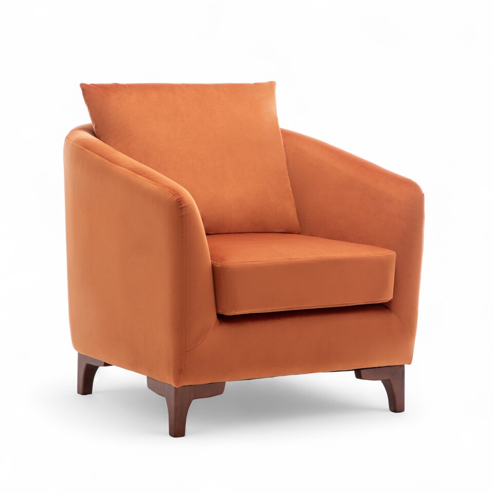 image 1 of Velvet Orange Angela Accent Tub Chair with Ottoman