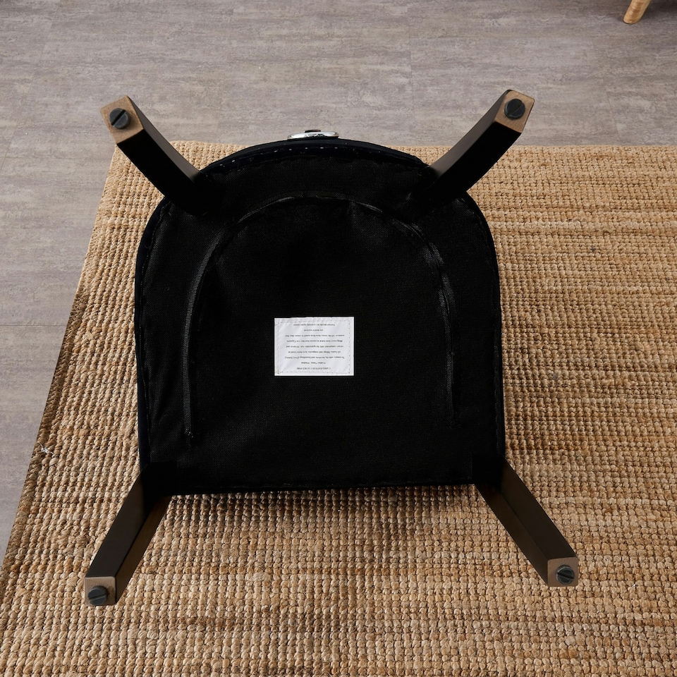 image 1 of Single Velvet Dining Chair Ergonomic Scoop Knockerback & Button Tufted Wood Legs Black