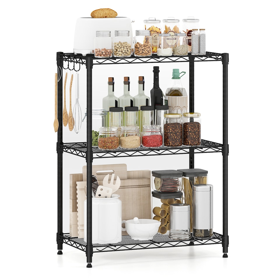 image 1 of COSTWAY 3-Tier Wire Shelving Unit Adjustable Metal Storage Shelves