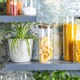 image 5 of Argon Tableware 5pc Scandi Storage Jar Set with Leather Loop Lids