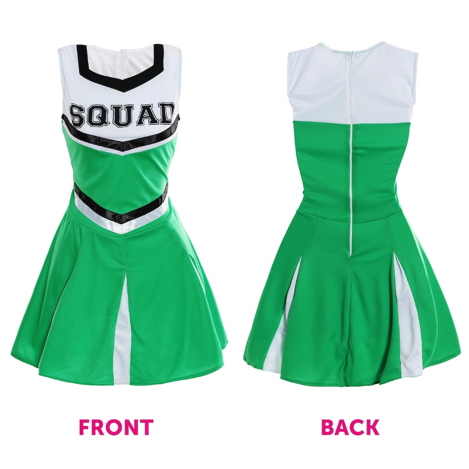 image 1 of Green Cheerleader Fancy Dress Costume Green | XL