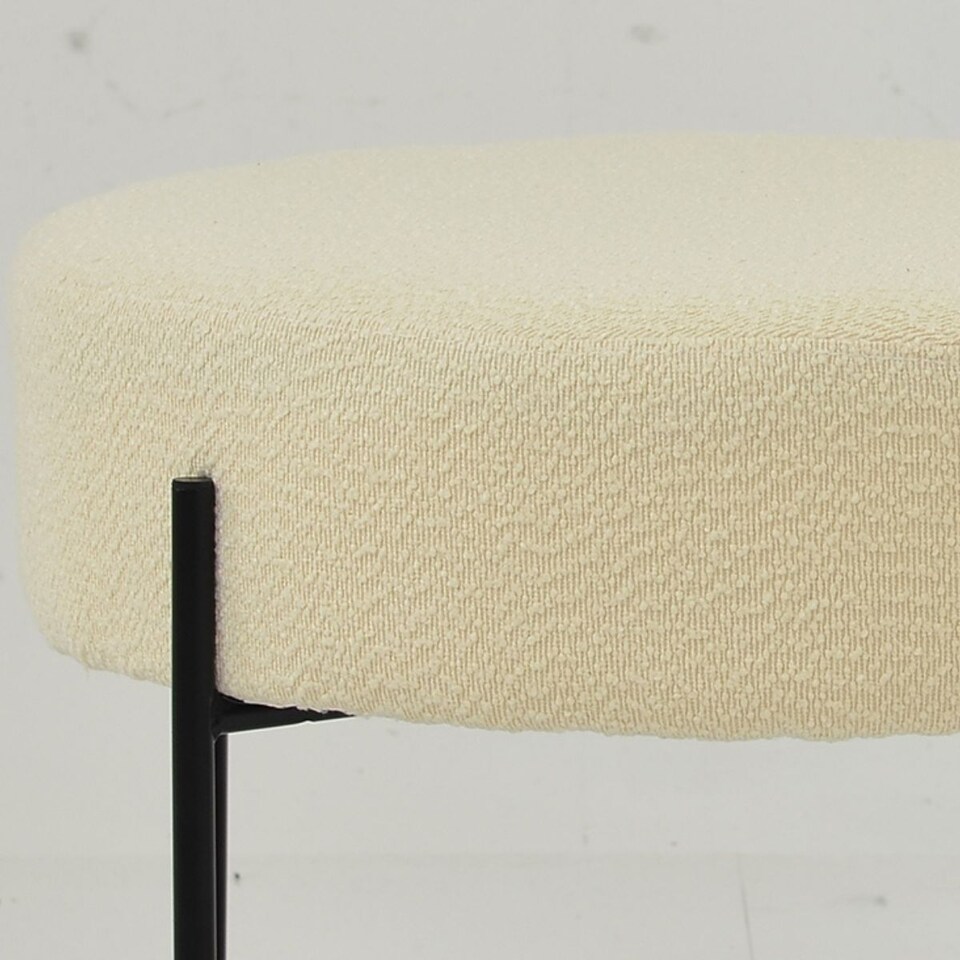 image 1 of Lakeland Furniture Avon Cream Boucle Black Leg 1 Foot Stool