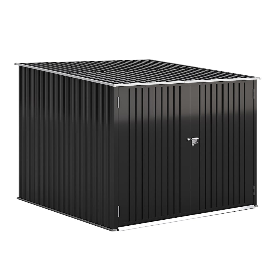 image 1 of Living and Home Galvanized Steel Outdoor Bicycle Storage Shed, Black | Black | 1