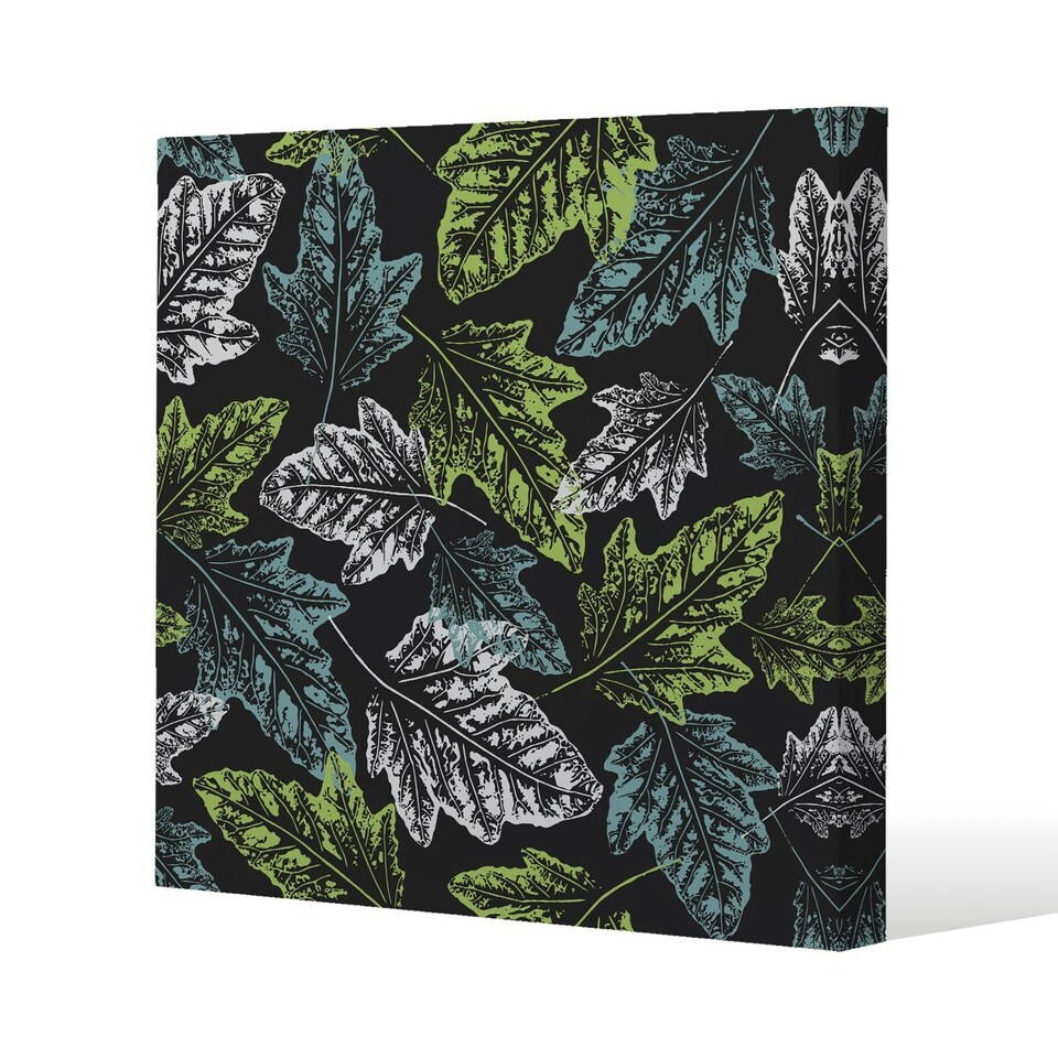 image 1 of Leaf Print on Dark Bachground (Canvas Print) 114 x 114 x 4cm