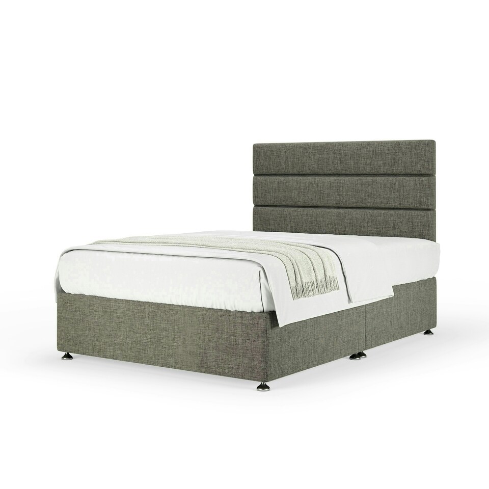 image 1 of Neptune Spring Slate Linen Divan Set And Milan Headboard Small Single
