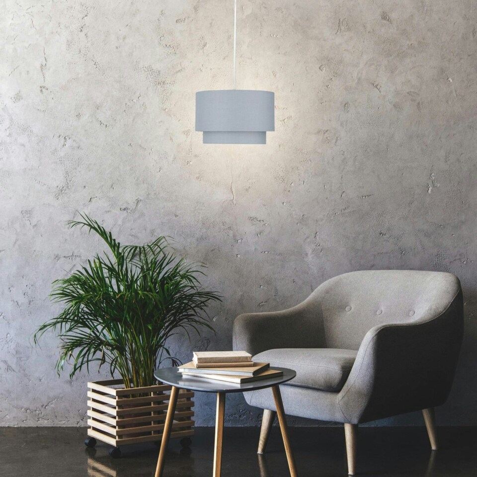 image 1 of First Choice Lighting Pair of Dark Grey 2 Tier Ceiling Light Shades Grey