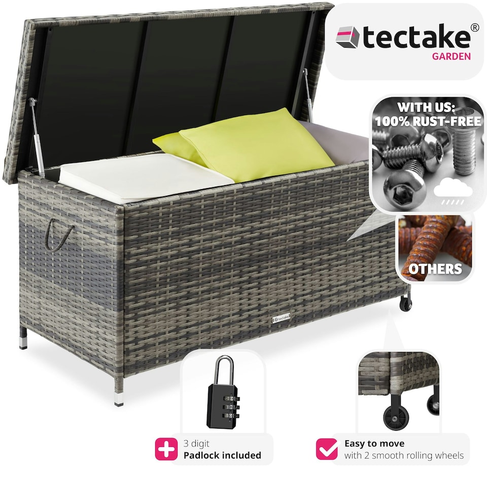 image 1 of Storage Box Kiruna - rattan garden furniture cushion storage 120 x 55 x 61.5 cm Grey