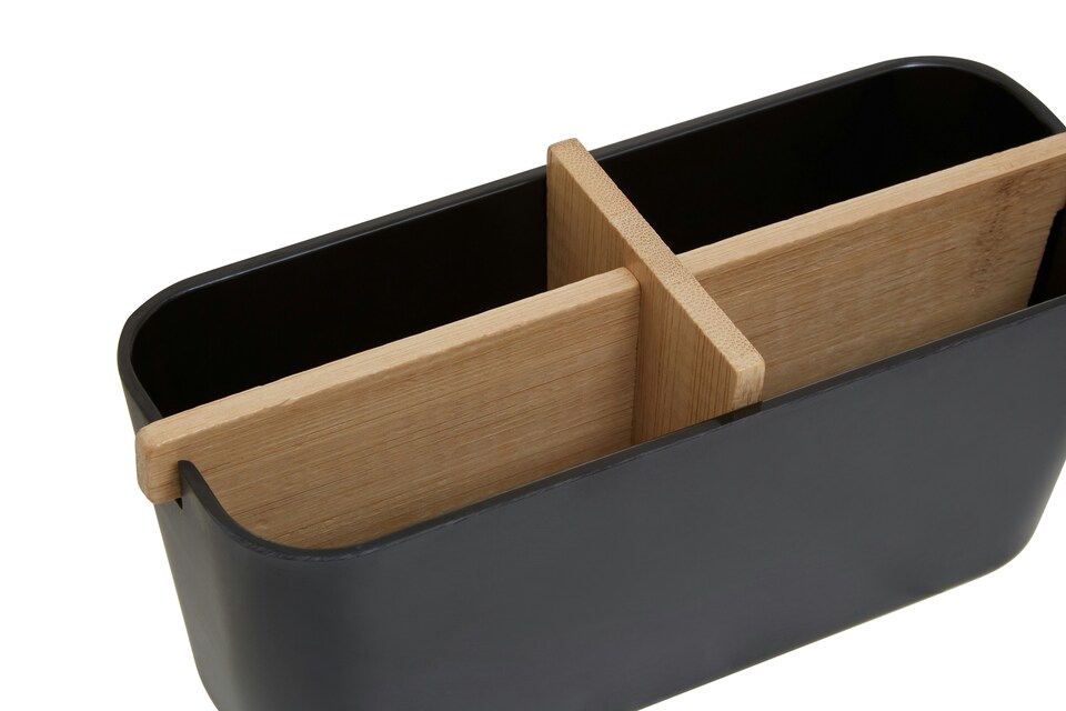 image 1 of Orsina 4 Section Black Storage Organizer, Desk Organizers For Tools, Sturdy Kitchen Drawer Organizer For Utensils