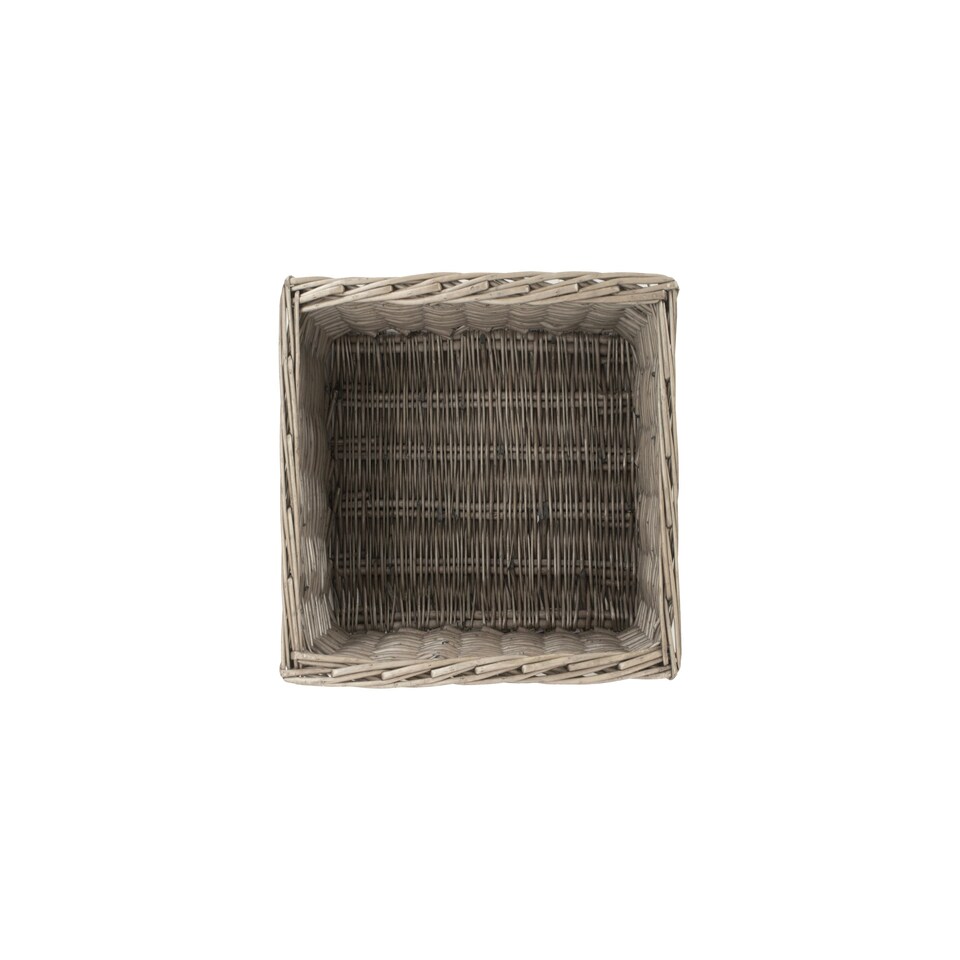 image 1 of Antique Wash Lined Open Wicker Storage Basket Brown | Brown | L