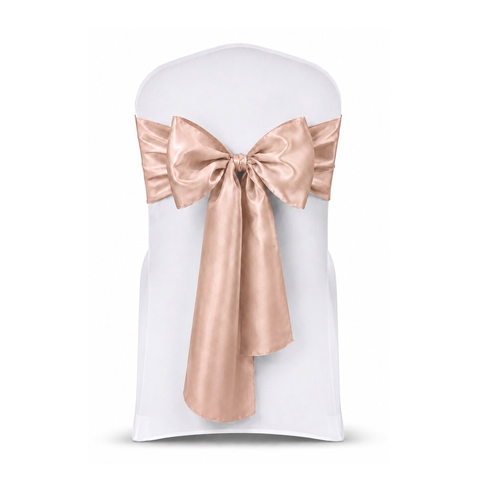 image 1 of 7"x108" Satin Chair Sash, Chair Sashes Hammed Edges Bow Tie - 1pc
