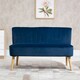 image 2 of HOMCOM Velvet-Feel Double Sofa w/ Wood Frame Foam Padding High Back, Blue