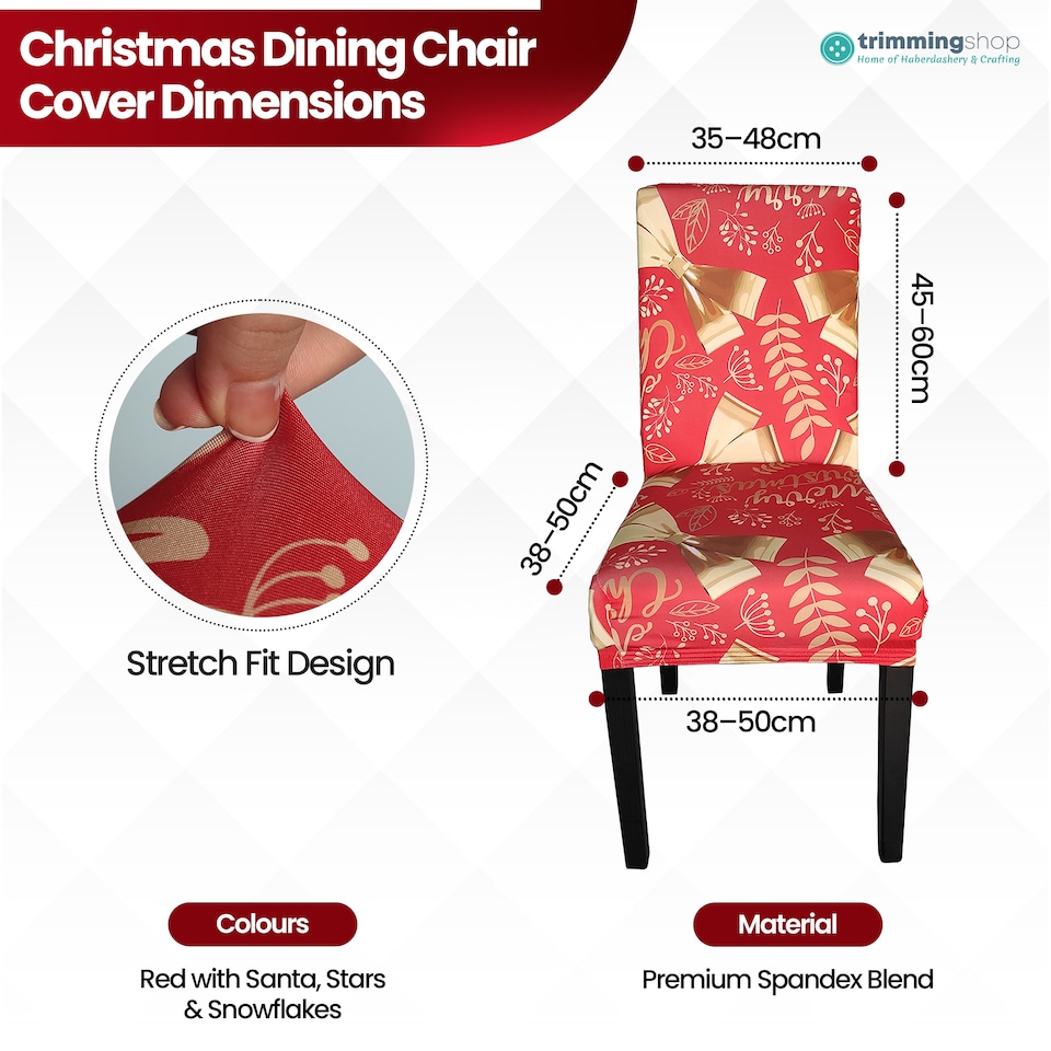 image 1 of Christmas Bow Ribbons Printed Chair Covers, Seat Protector Slipcovers - Red