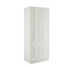 Classic Square Panel White Double Wardrobe with Single Rail White