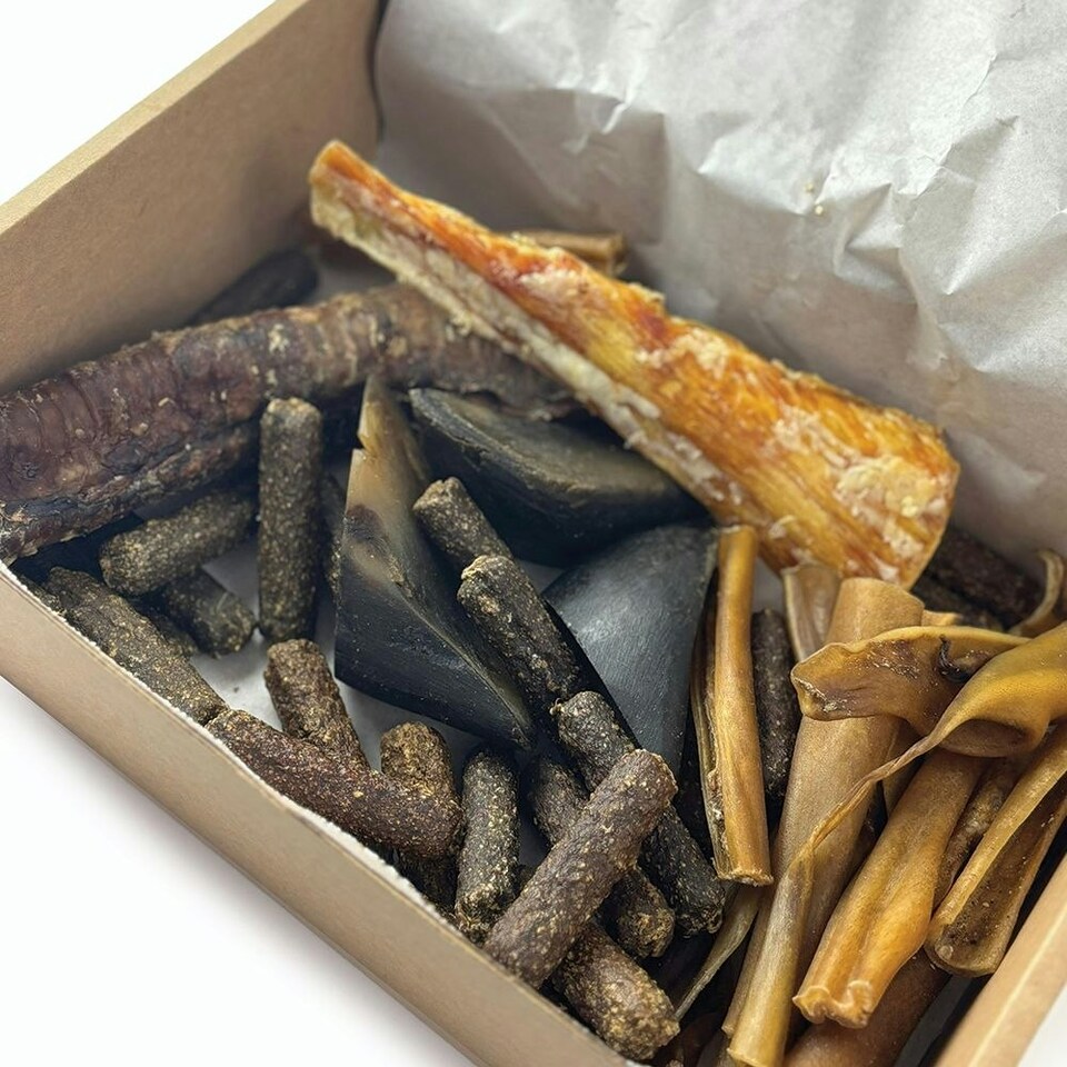 image 1 of HugglePets Assorted Natural Beef Dog Treat Box (40 pcs)